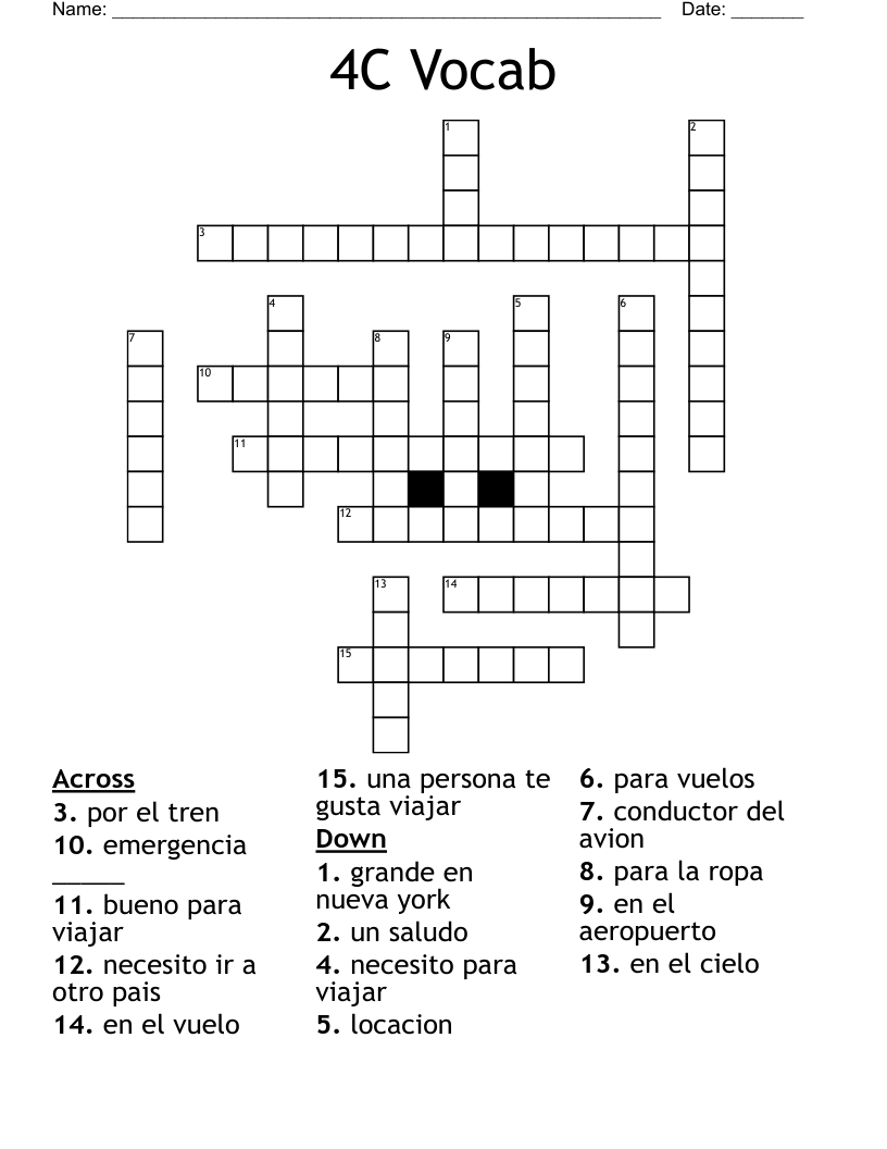 4C Vocab Crossword