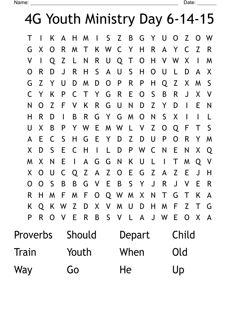 4G Youth Ministry Day 6-14-15 Word Search