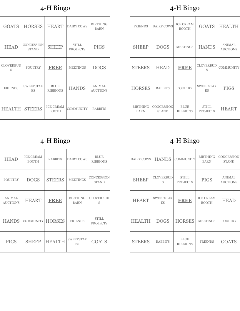 4-H Bingo