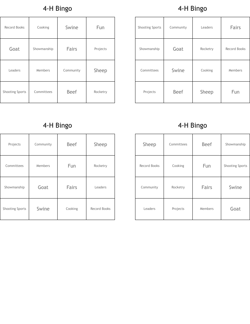 4-H Bingo