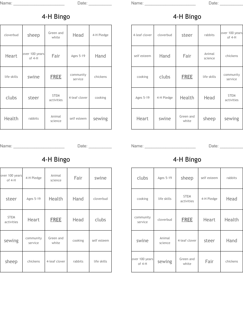 4-H Bingo