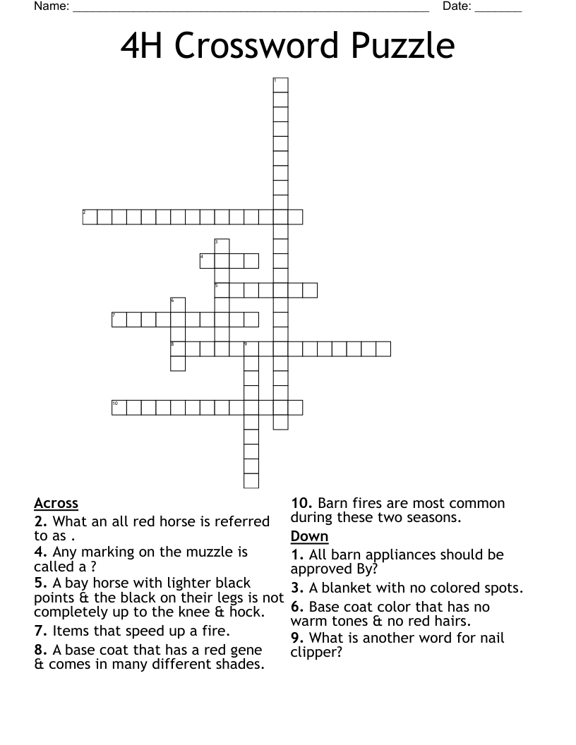 4H Crossword Puzzle