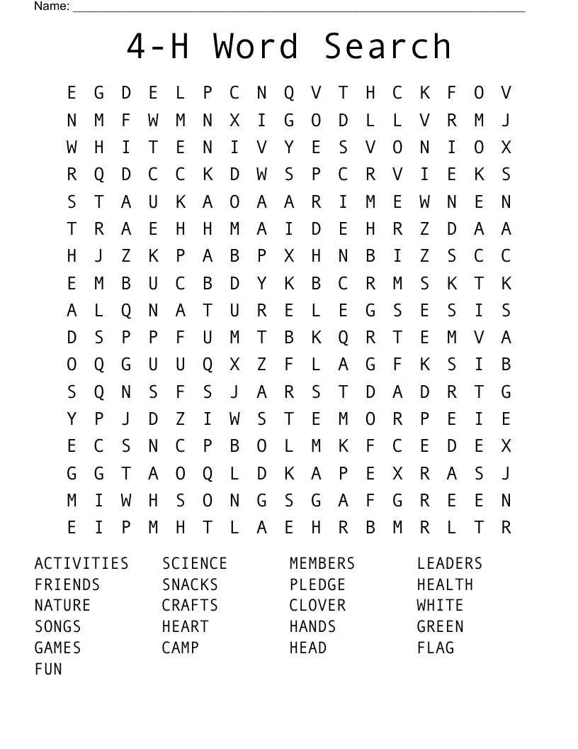 4-H Word Search