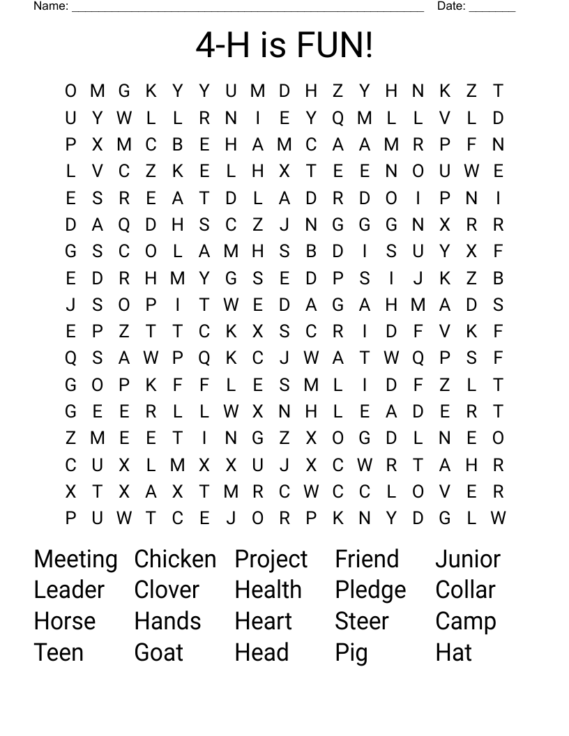 4-H is FUN! Word Search