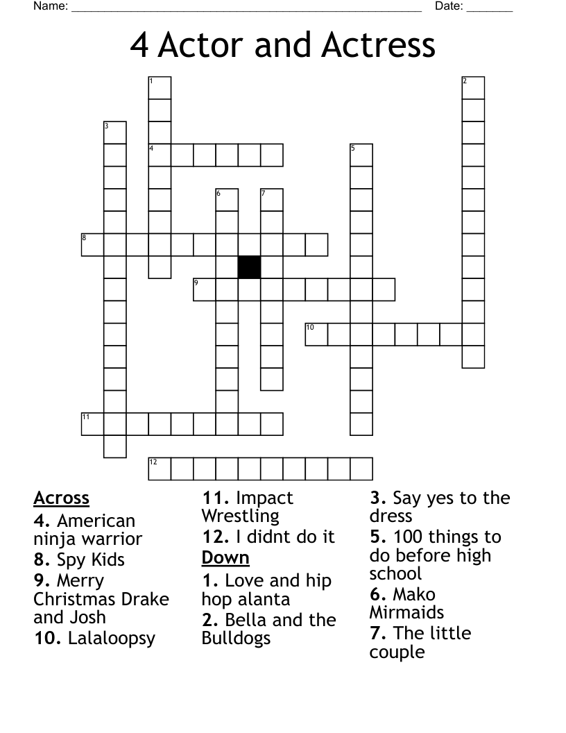 4 Actor and Actress  Crossword