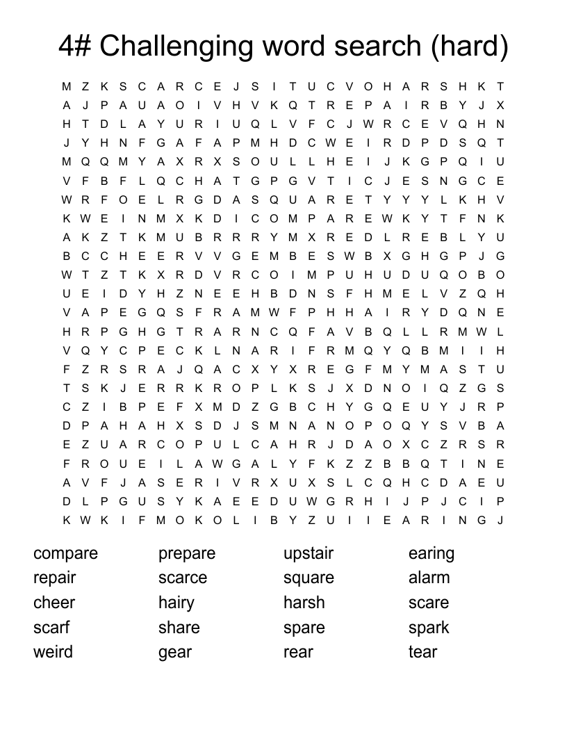 4# Challenging word search (hard)