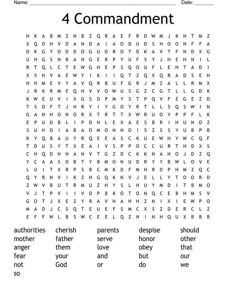 4 Commandment Word Search