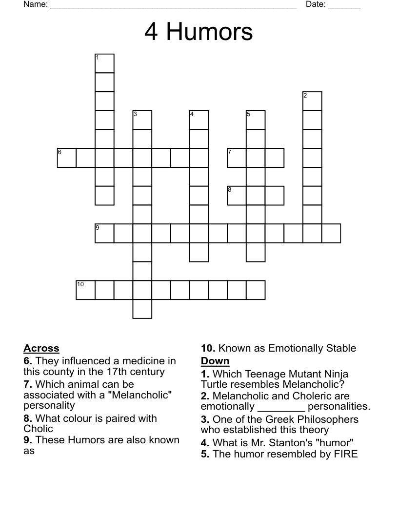 4 Humors Crossword