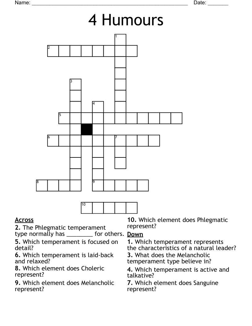4 Humours Crossword