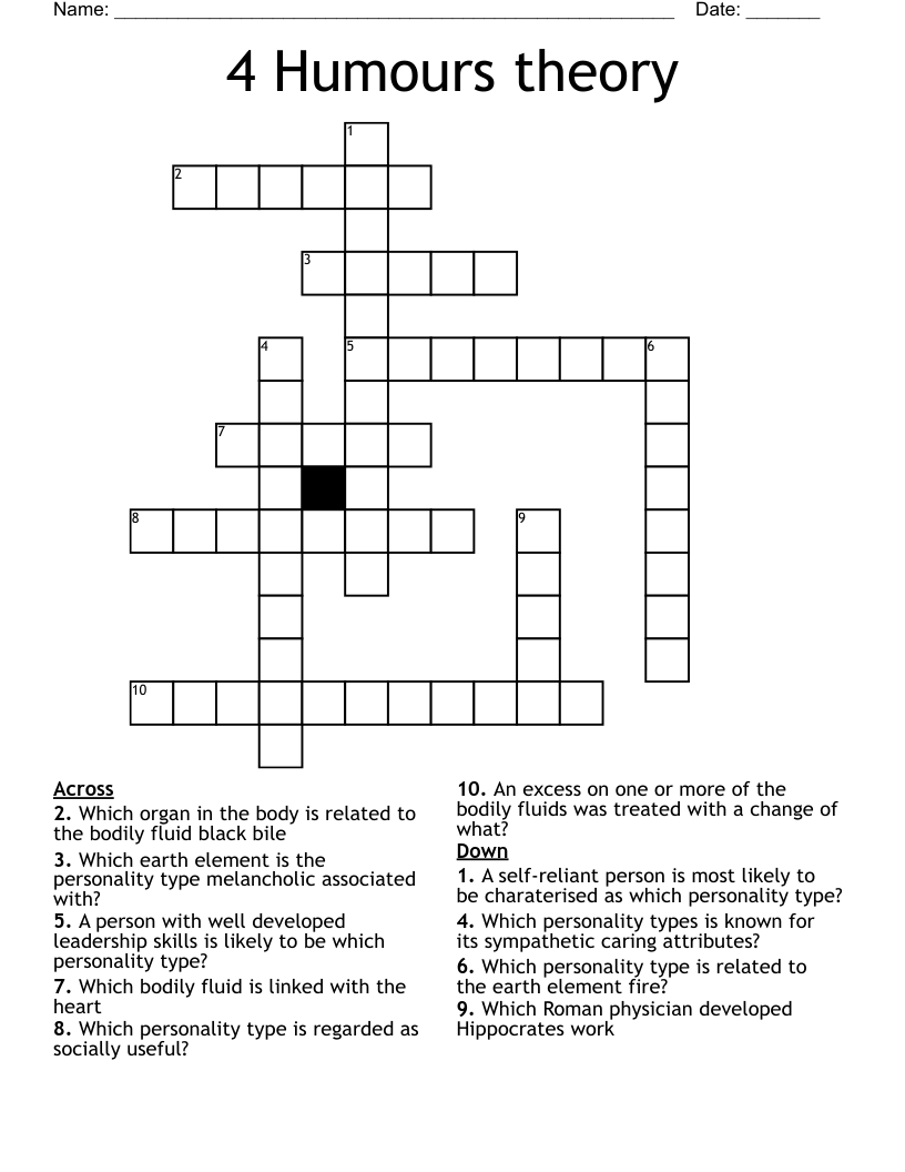 4 Humours theory Crossword