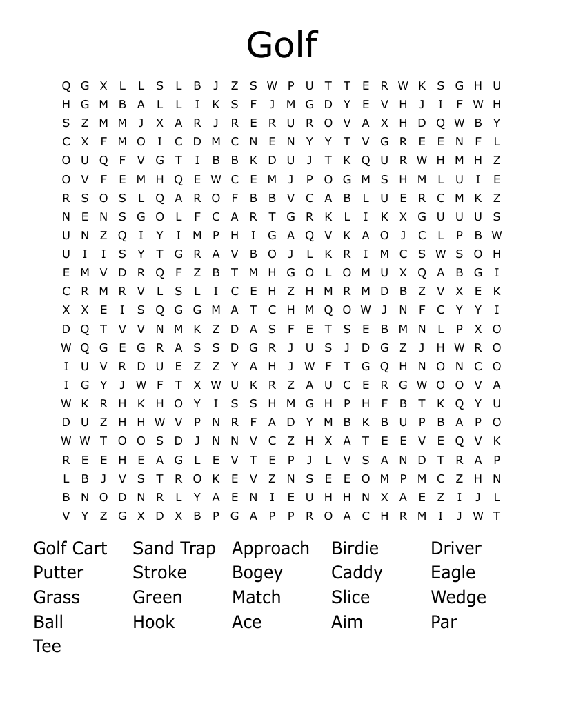 Golf Word Search