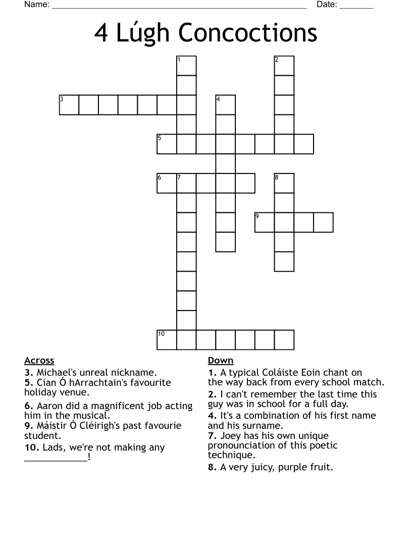 4 Lúgh Concoctions Crossword