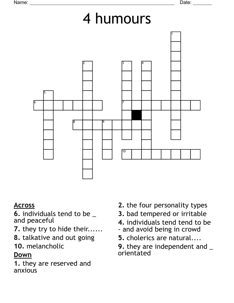 4 humours Crossword