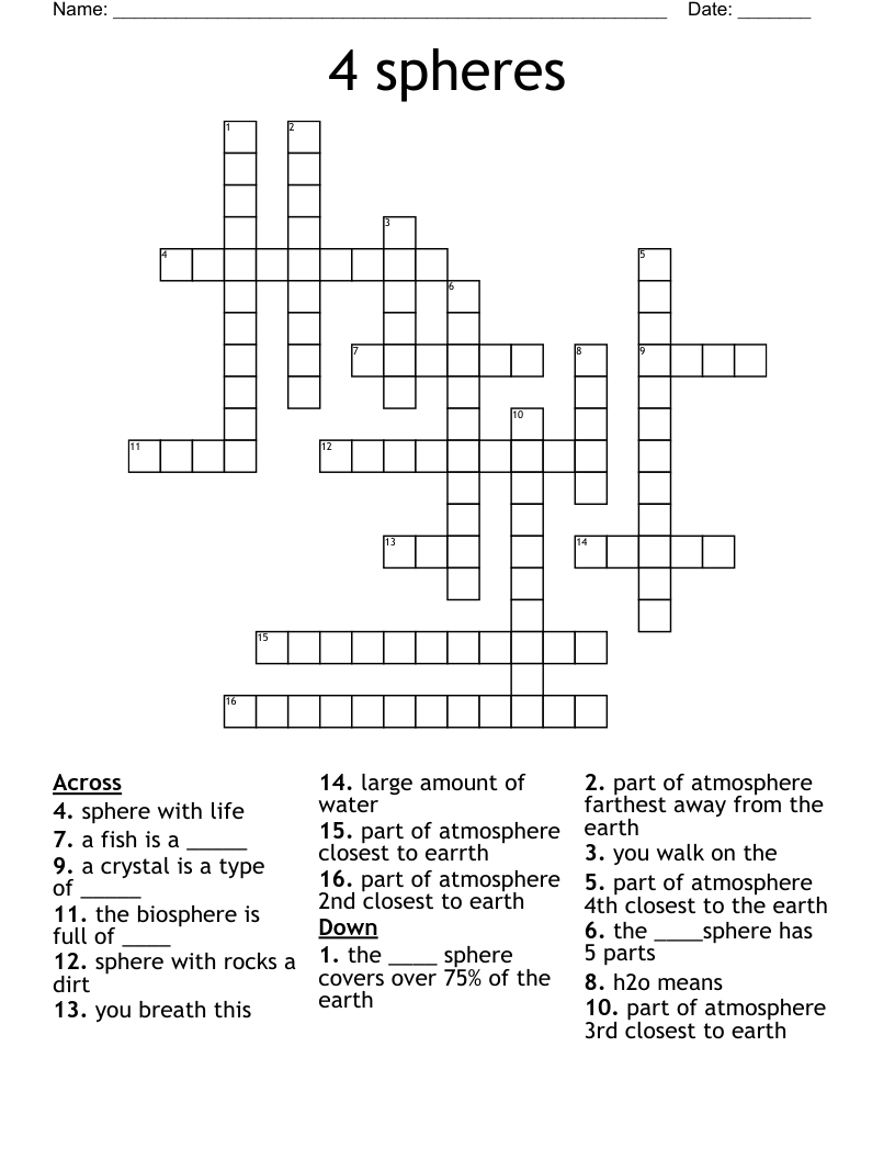 4 spheres Crossword