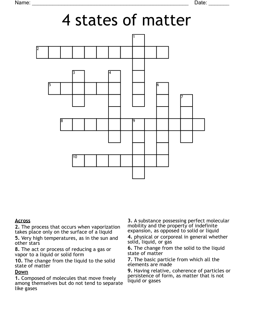 4 states of matter Crossword