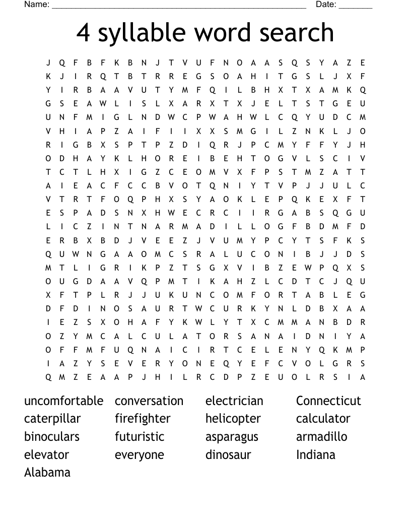4 syllable word search