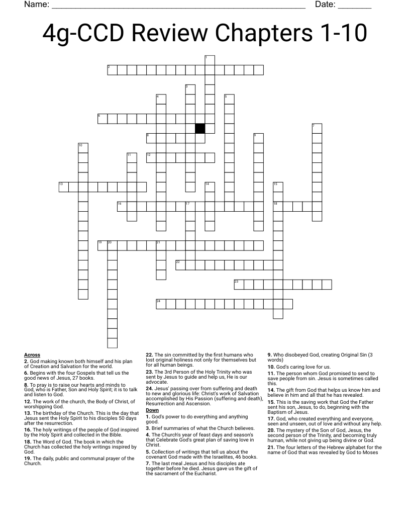 4g-CCD Review Chapters 1-10 Crossword