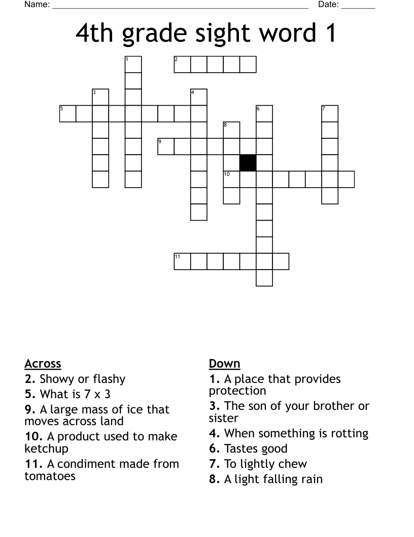 4th grade sight word 1 Crossword