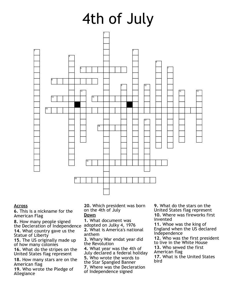 4th of July Crossword