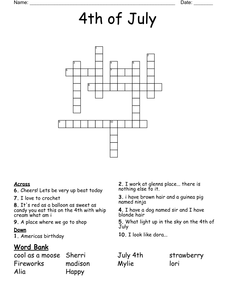 4th of July Crossword