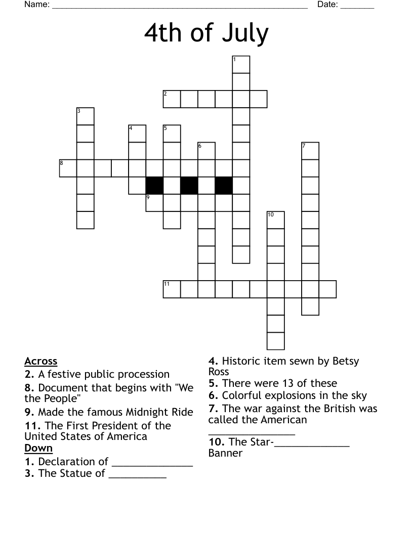 4th of July Crossword