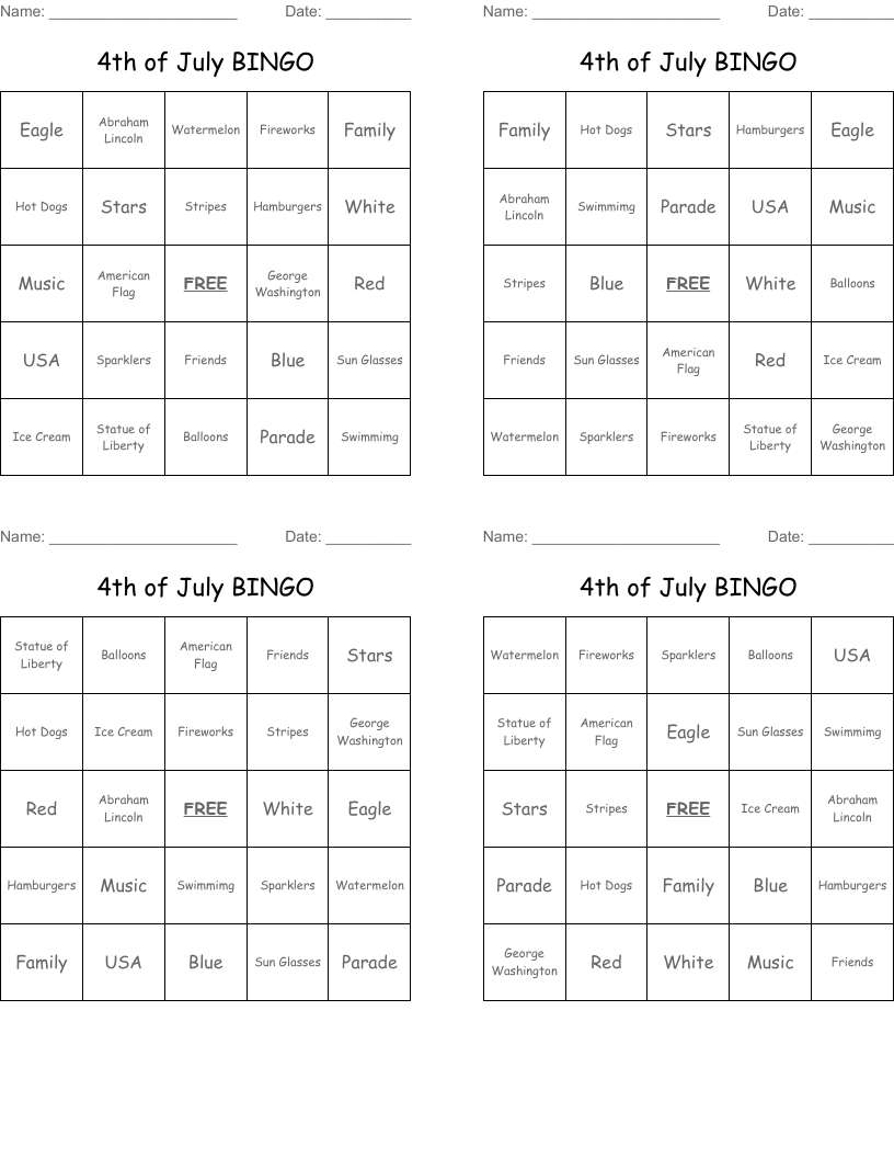 4th of July BINGO