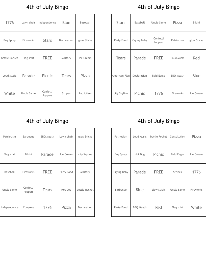 4th of July Bingo