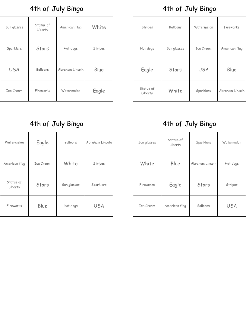 4th of July Bingo