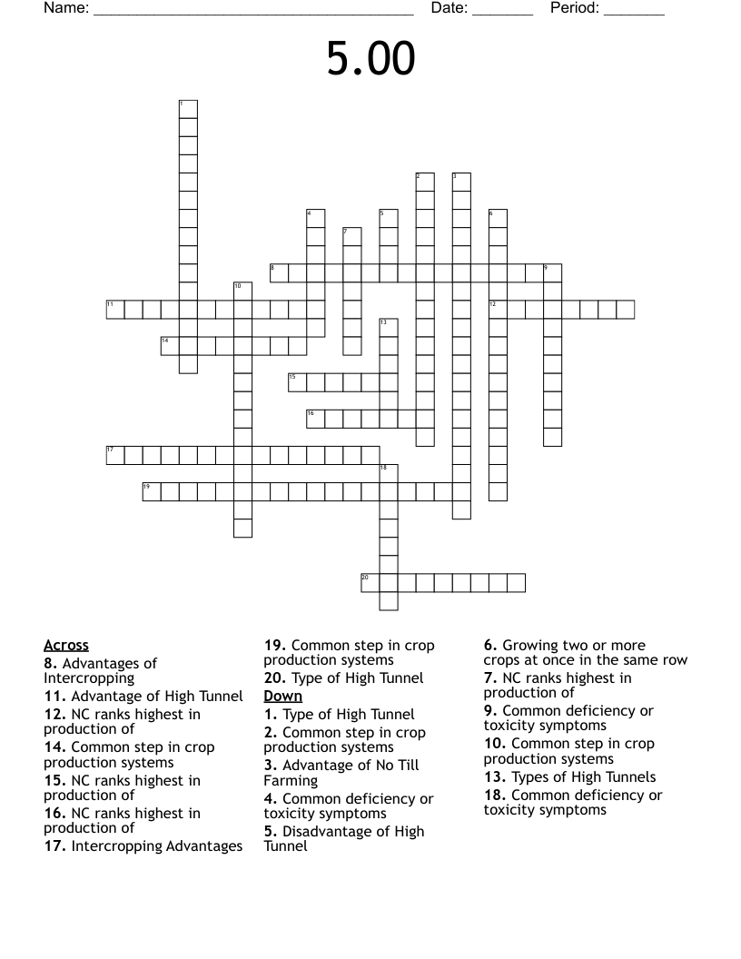 5.00 Crossword