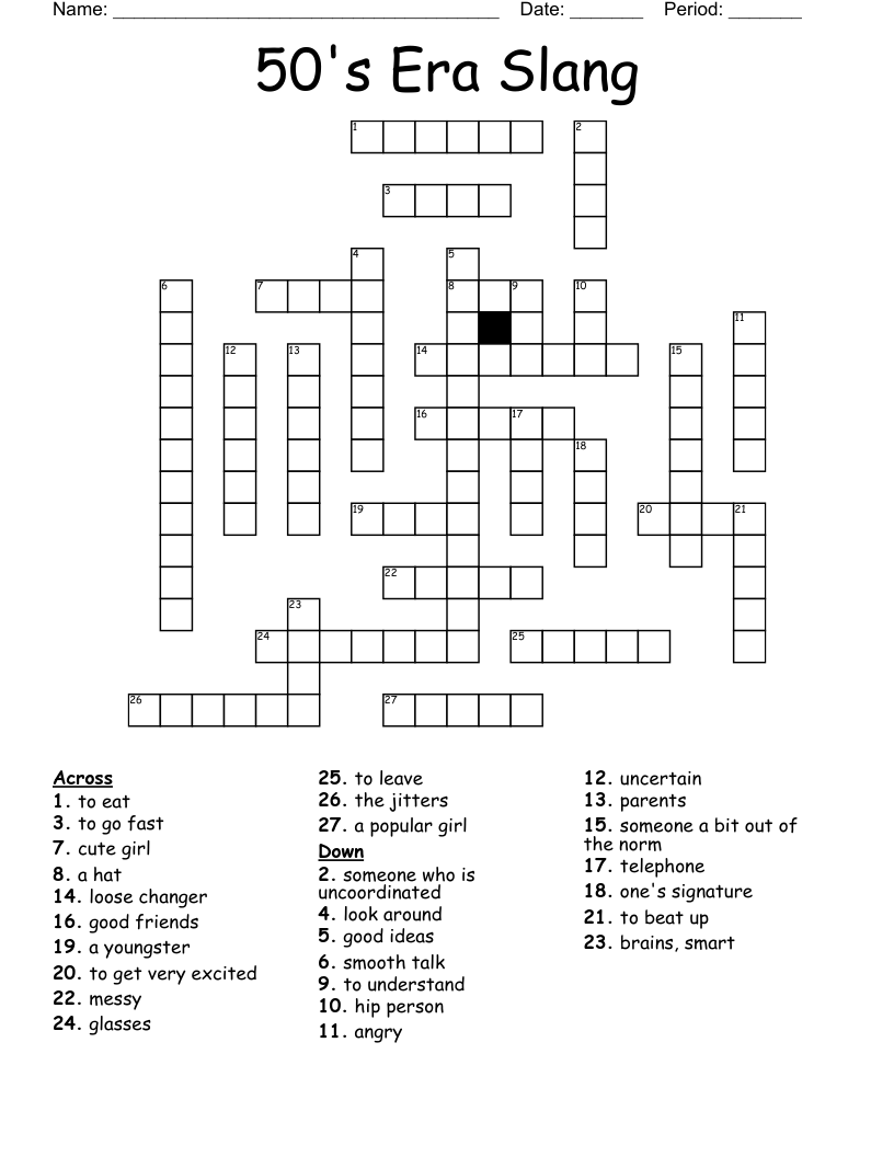 50's Era Slang Crossword