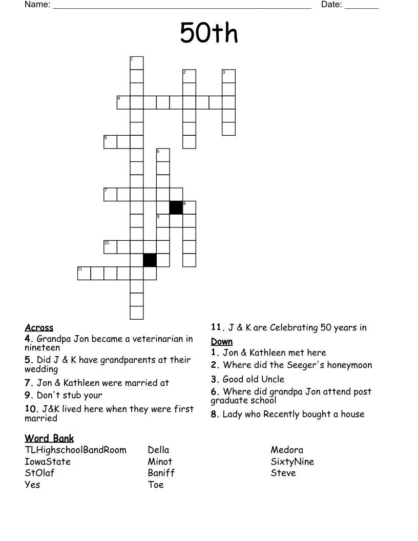 50th Crossword