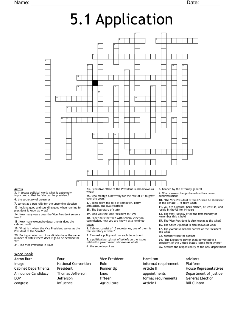 5.1 Application  Crossword