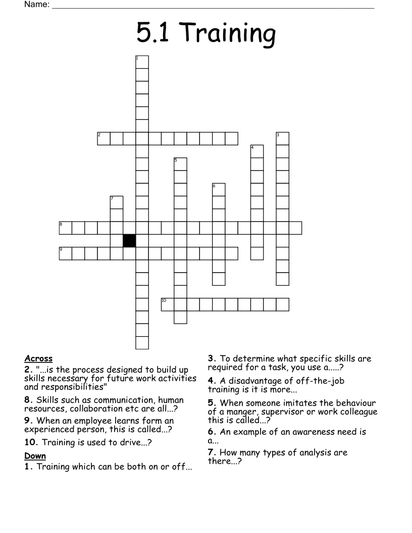 5.1 Training  Crossword