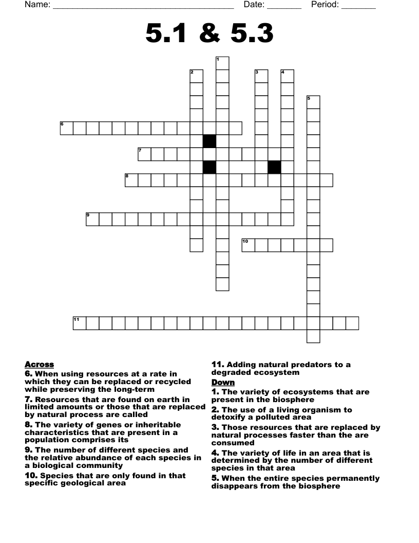 5.1 & 5.3 Crossword