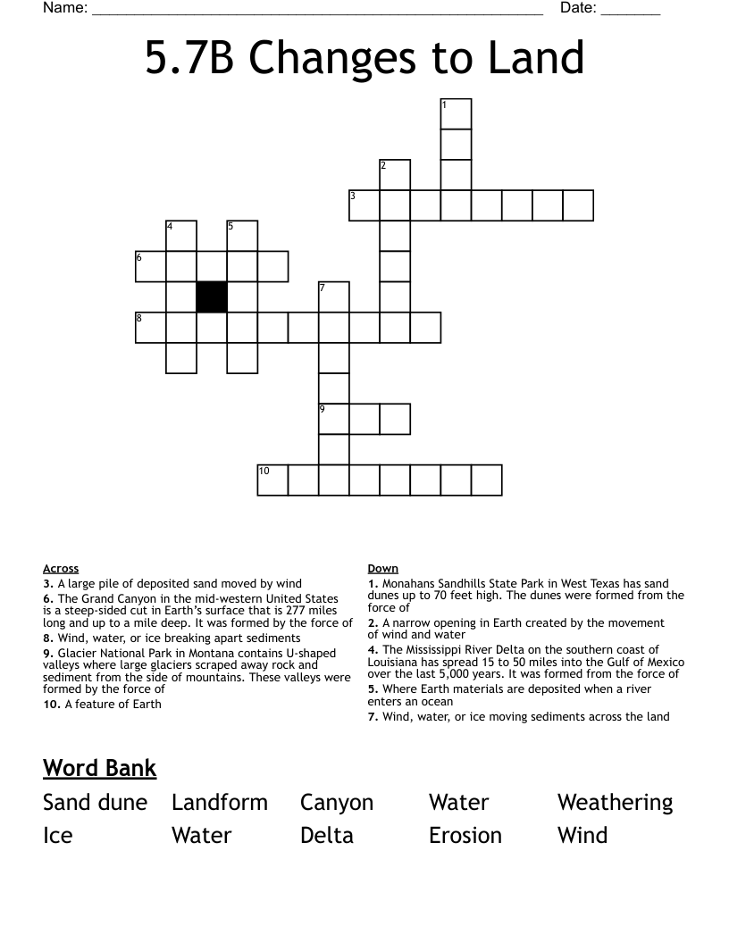 5.7B Changes to Land Crossword