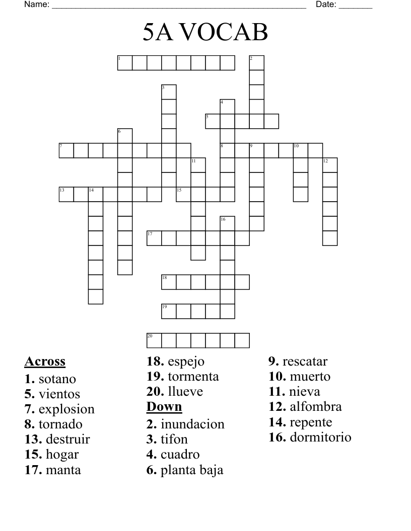 5A VOCAB Crossword