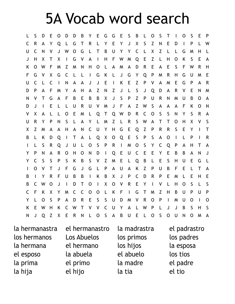 5A Vocab word search