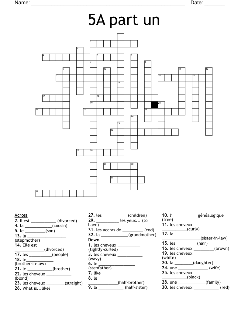 5A part un Crossword