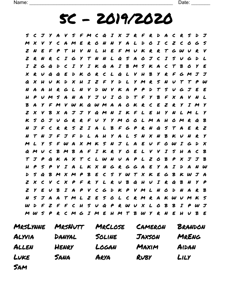 5C - 2024-25 Word Search