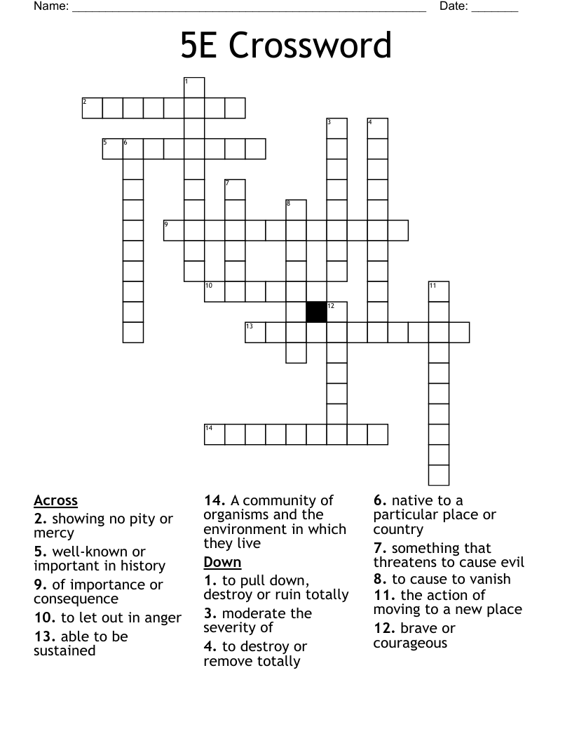 5E Crossword
