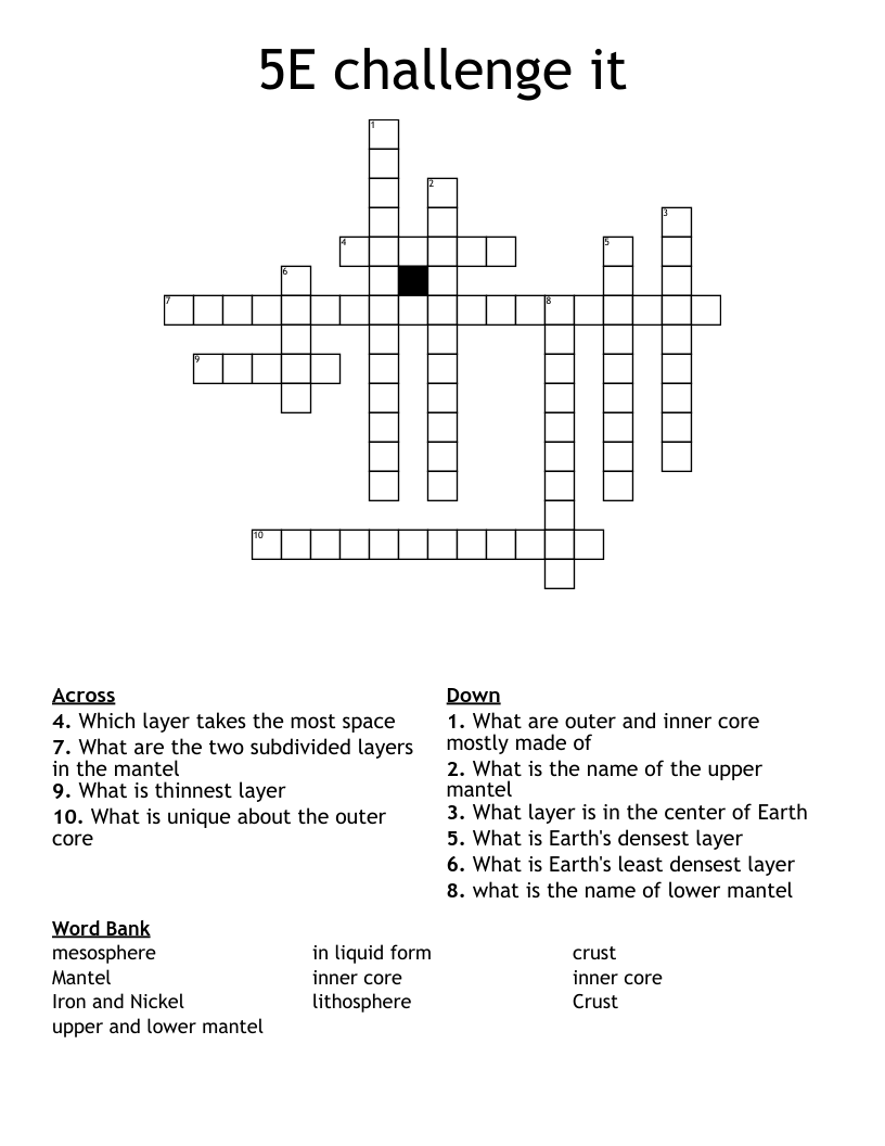 5E challenge it Crossword