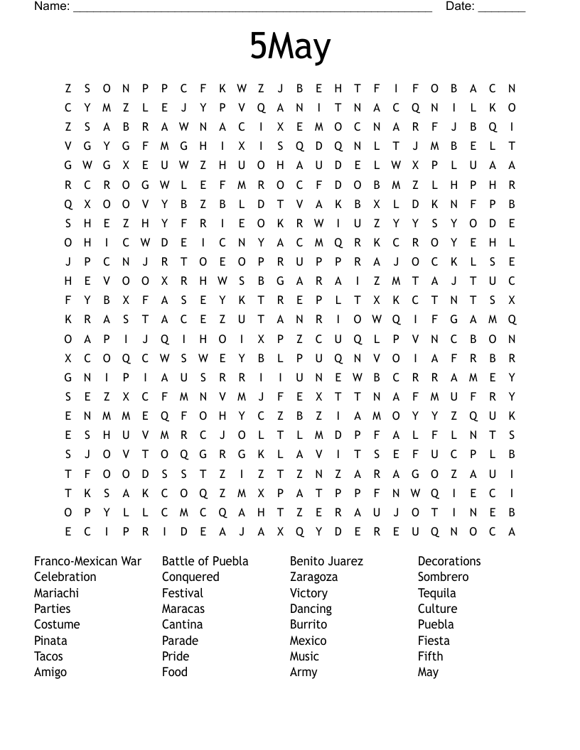 5May Word Search