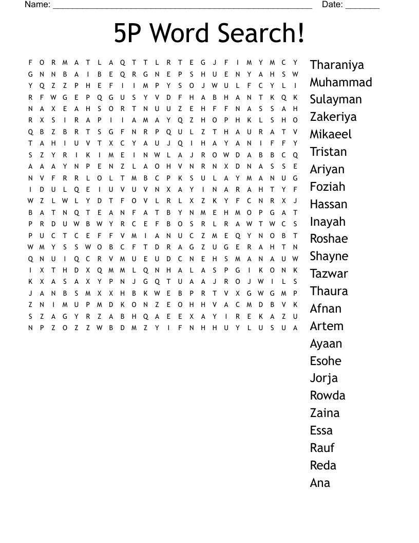 5P Word Search!