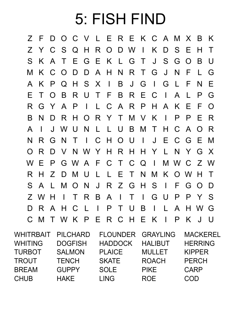 5: FISH FIND Word Search