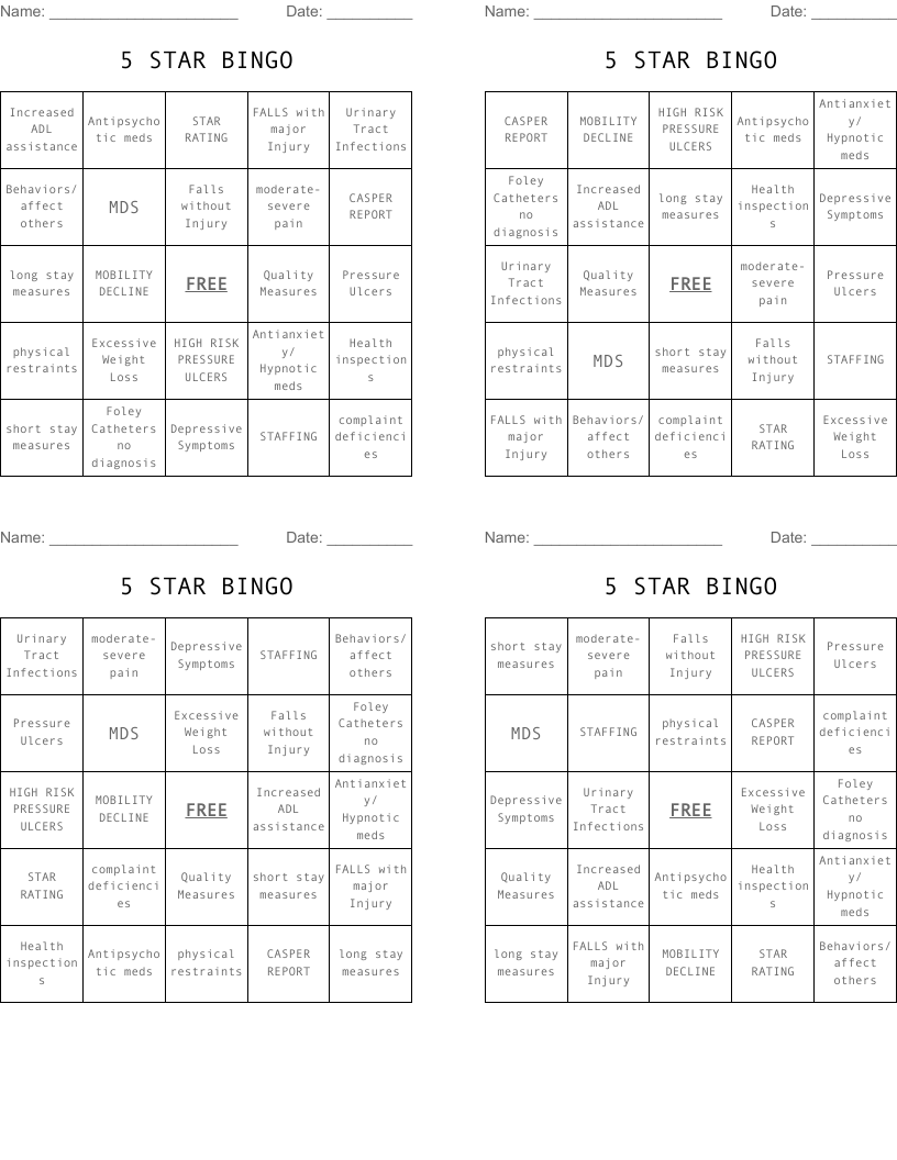 5 STAR BINGO