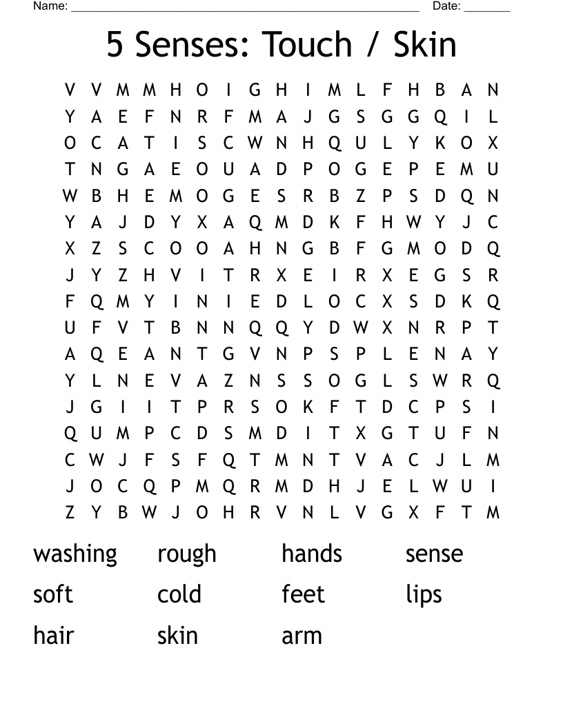5 Senses: Touch / Skin  Word Search