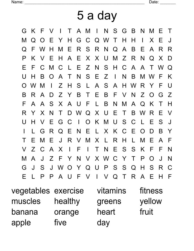 5 a day Word Search