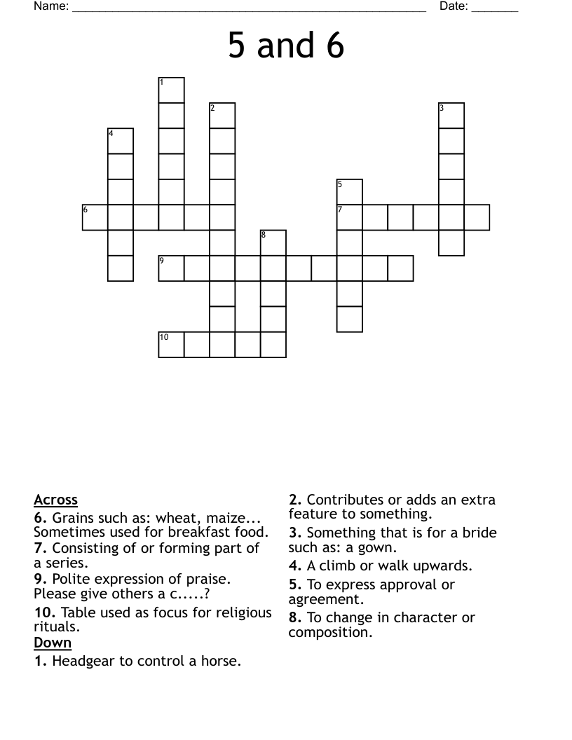 5 and 6  Crossword