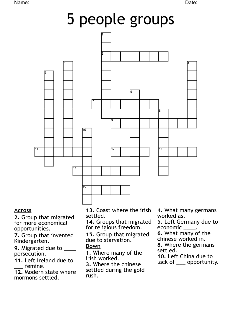 5 people groups Crossword