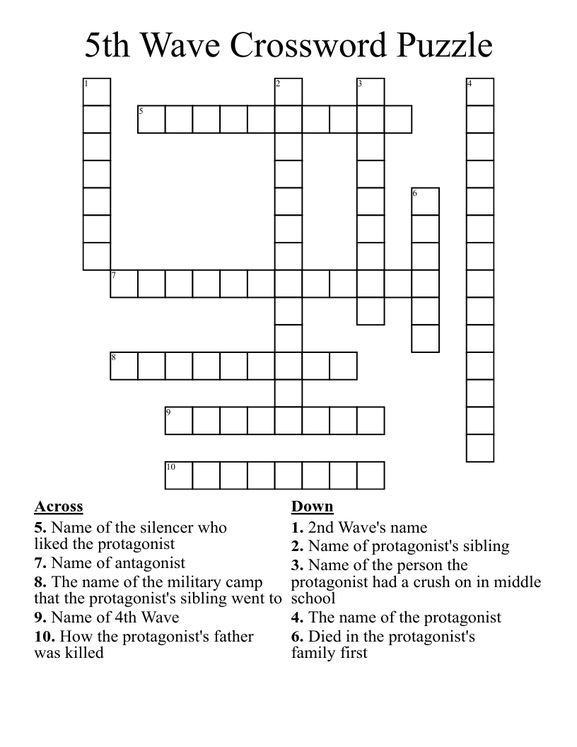 5th Wave Crossword Puzzle